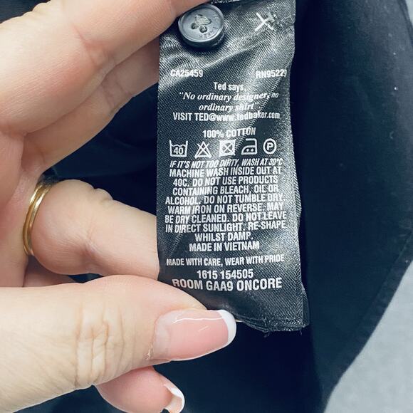 Ted Baker Endurance Shirt Mens 15.5 32/33 Black Button Up Long Sleeve Oncore - Picture 5 of 8